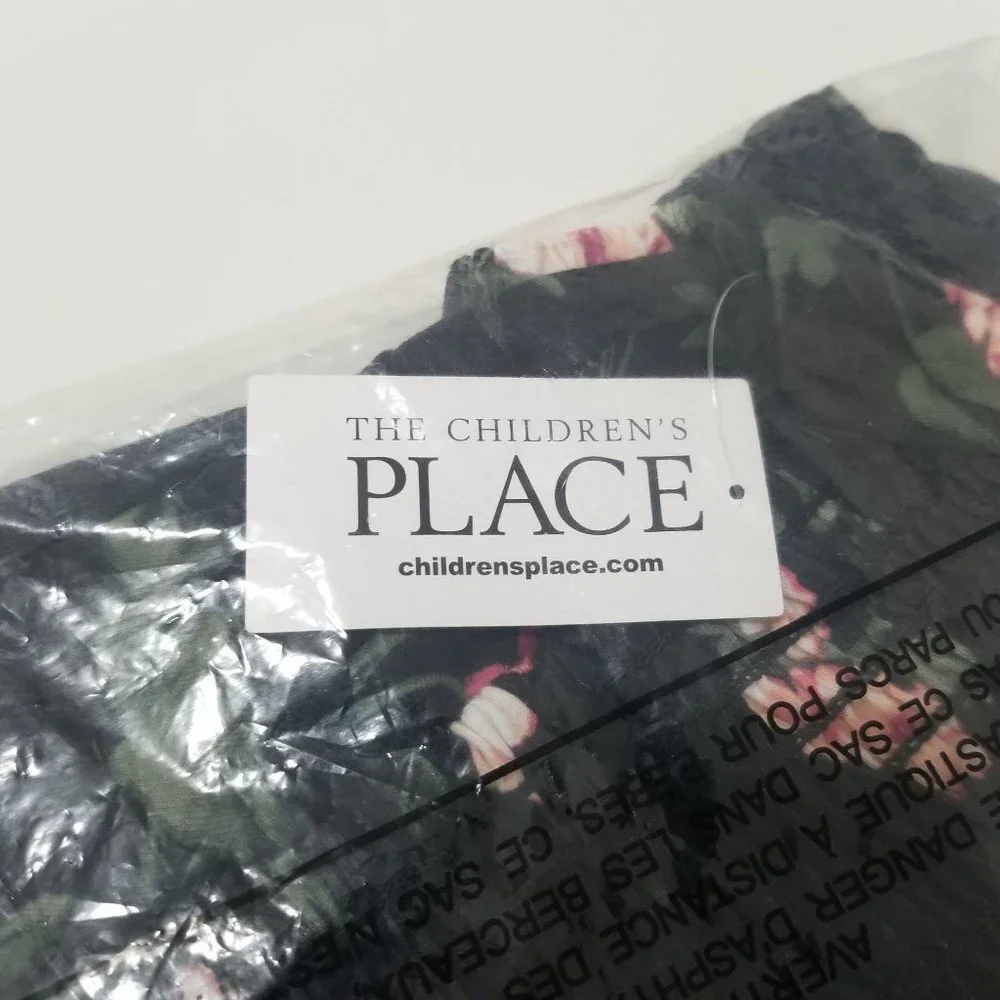 NWT‎ The Children’s Place  Girls Print Smocked Top - Black Size M